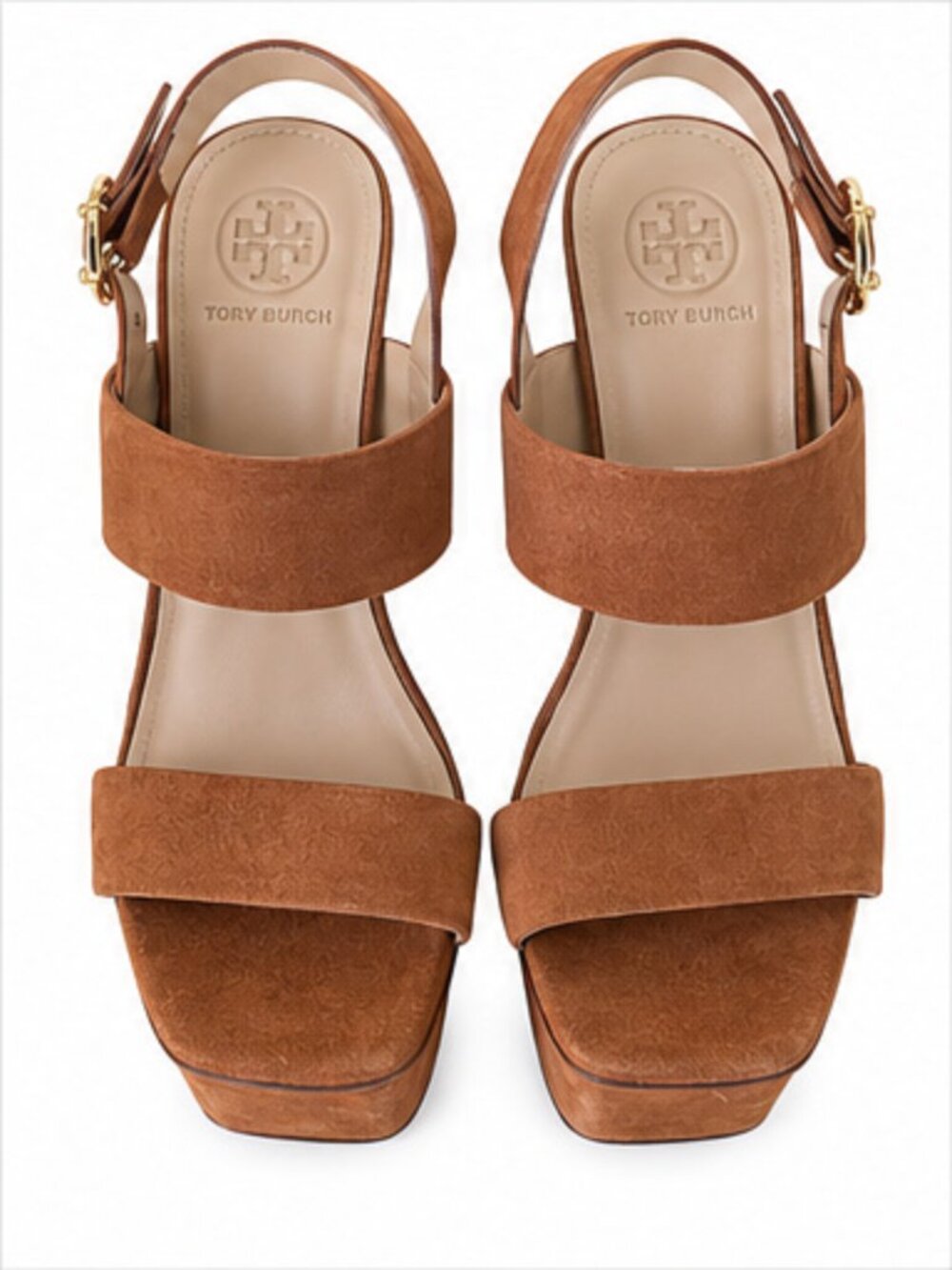 Tory Burch Cognac Suede Wedges Size 11 - Picture 7 of 9